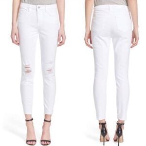 L’AGENCE Margot High Rise Destroyed Knee Vintage Off Skinny Jeans Sz 25 NWT